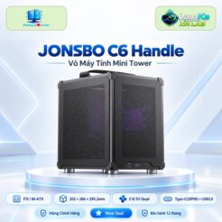 Vỏ case Jonsbo C6 Handle trên đế tròn với nền công nghệ