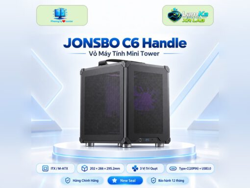 Vỏ case Jonsbo C6 Handle trên đế tròn với nền công nghệ