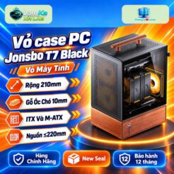 Vỏ case Jonsbo T7 Black trên đế tròn với nền công nghệ
