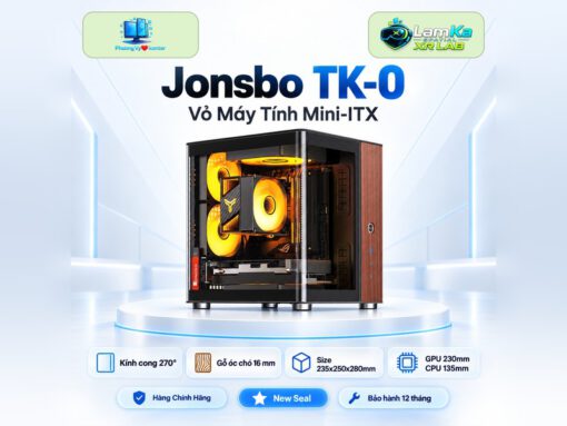Vỏ case Jonsbo TK-0 trên đế tròn với nền công nghệ