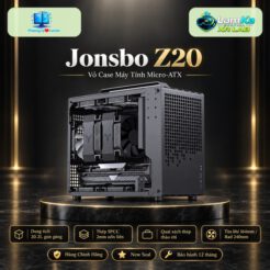 Vỏ case Jonsbo Z20 trên đế tròn với nền công nghệ