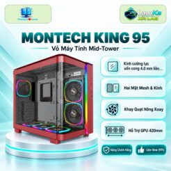 Vỏ máy tính MONTECH KING 95 trên đế tròn với nền công nghệ
