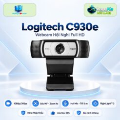 Webcam Logitech C930e trên đế tròn với phông nền công nghệ