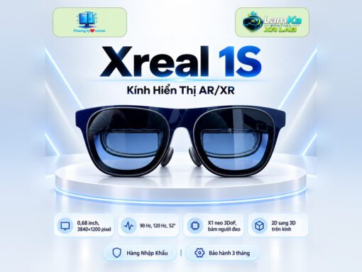 Kính XR XREAL 1S đặt trên đế tròn với nền công nghệ